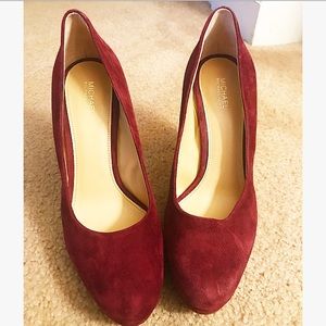 Size 8 Michael Kors suede heels with a platform